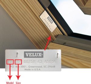 id location for velux replacement parts