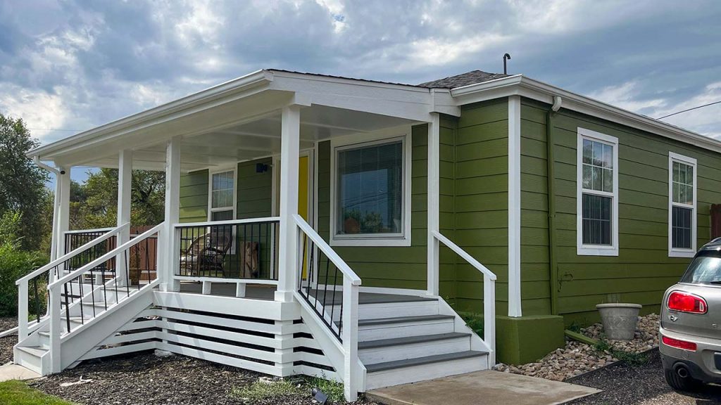 An exterior shot of the customer's home.