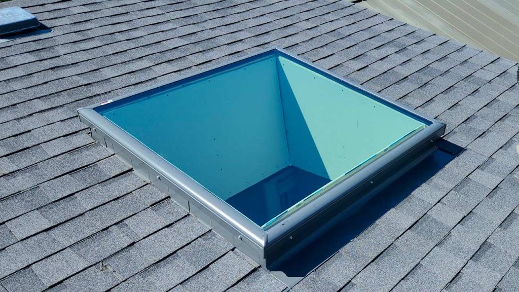 An image of the completed skylight installation.