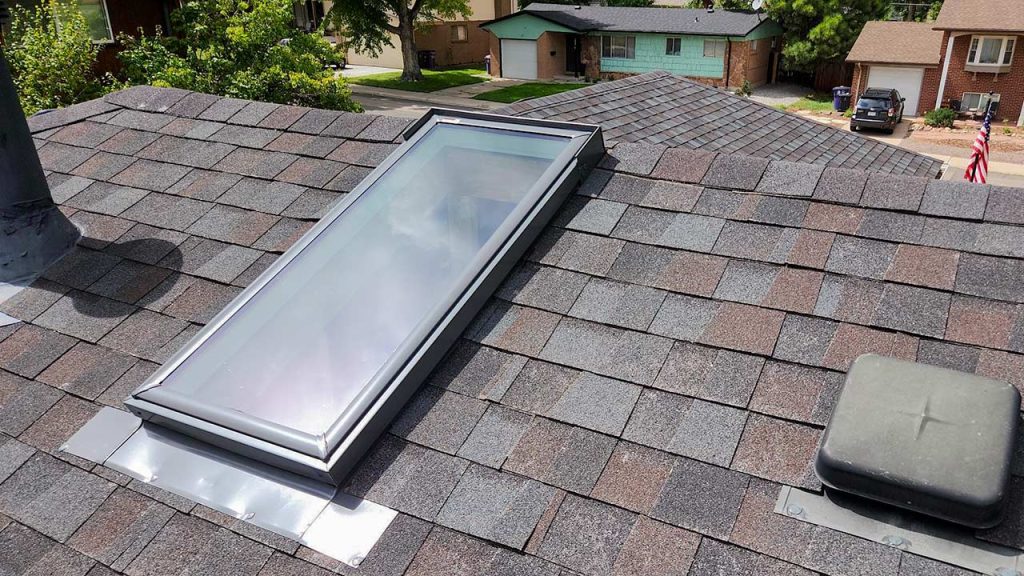 An image of the completed skylight installation.