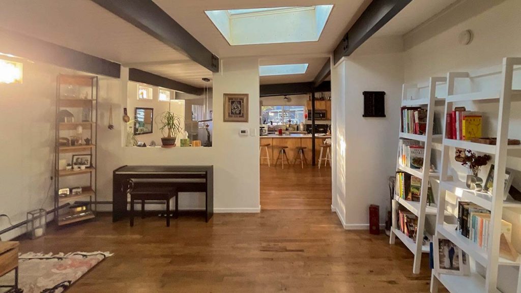 An after the new skylight installation image of a room in the house.