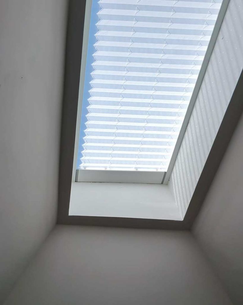 An interior image of the skylight blinds.