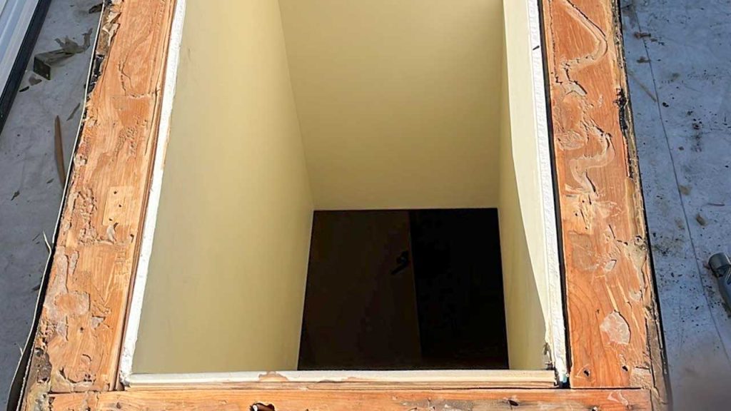 An image of the skylight curb without the skylight.