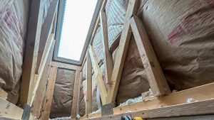 An image showing the skyliight shaft lined with insulation.